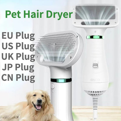 2-In-1 Pet Dog Dryer Quiet Dog Hair Dryers and Comb Brush Grooming Kitten Cat Hair Comb Puppy Fur Blower Low Noise Temprature