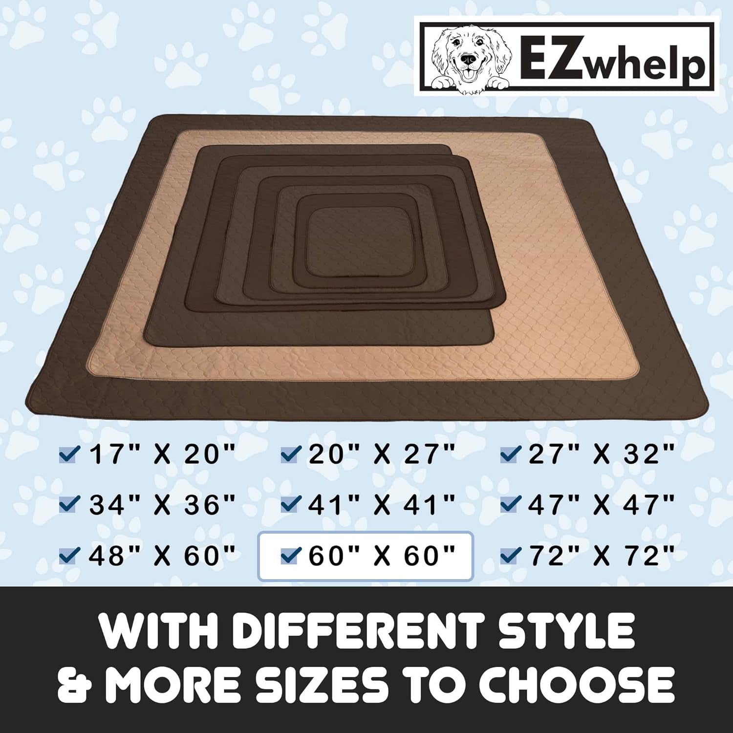 Pee Pads for Dogs - Dog & Puppy Training Pads - Rounded Corners - Washable, Reusable - Laminated, Waterproof, Sanitary Potty Protector Dog Mat - Pet Essentials