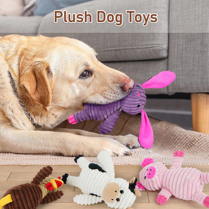 Dog Toys, Plush Dog Squeaky Toys, 5 Pack Stuffed Cute Dog Gift Toys for Large Dogs, Puppy